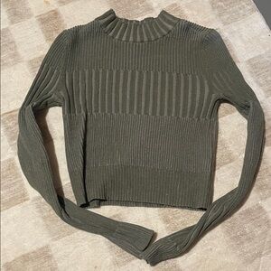 American Eagle Outfitters Olive Green Ribbed Mock Neck Sweater